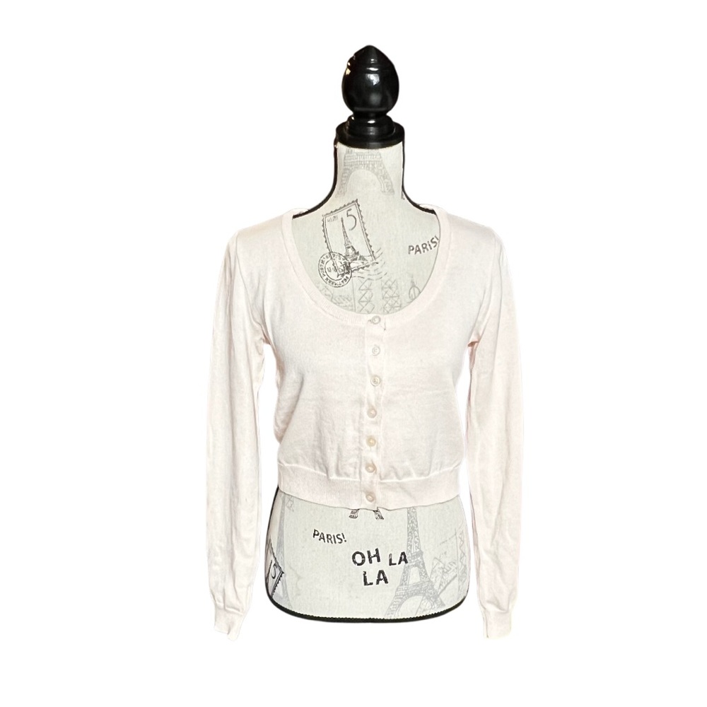 Brandy Melville pale pink Button Cropped Cardigan